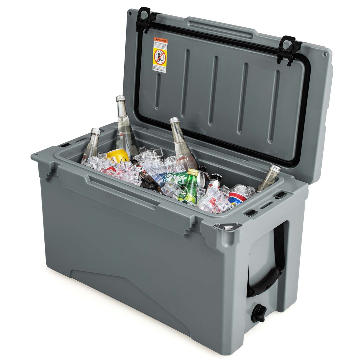 Costway 50 QT Rotomolded Cooler Portable Ice Chest Ice Retention for 5-7 Days Charcoal/Tan